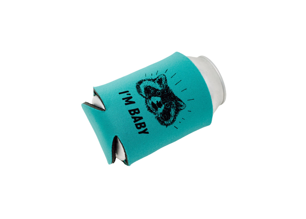 Teal Raccoon Can Holder