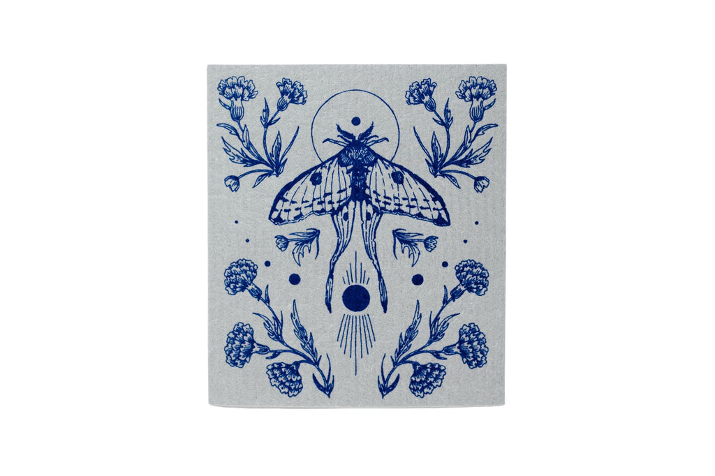 Grey Moth Shrine Swedish Dishcloth