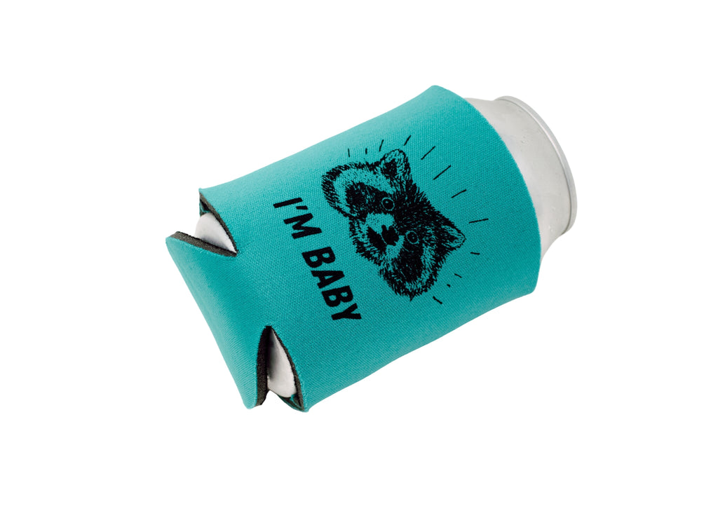 Teal Raccoon Can Holder