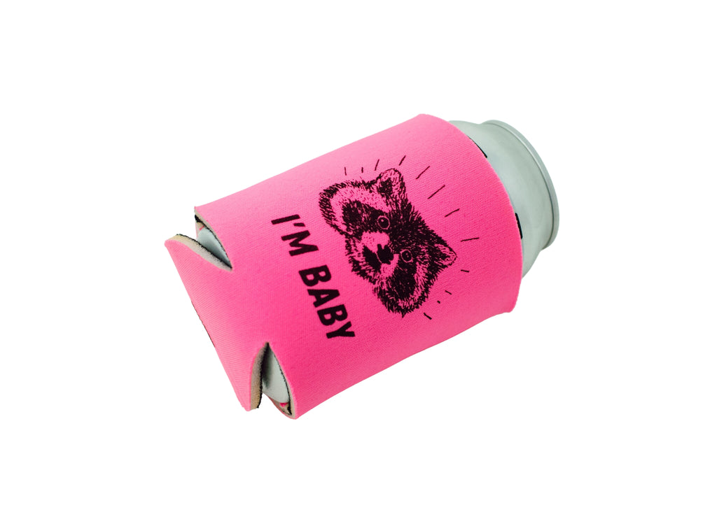 Pink Raccoon Can Holder