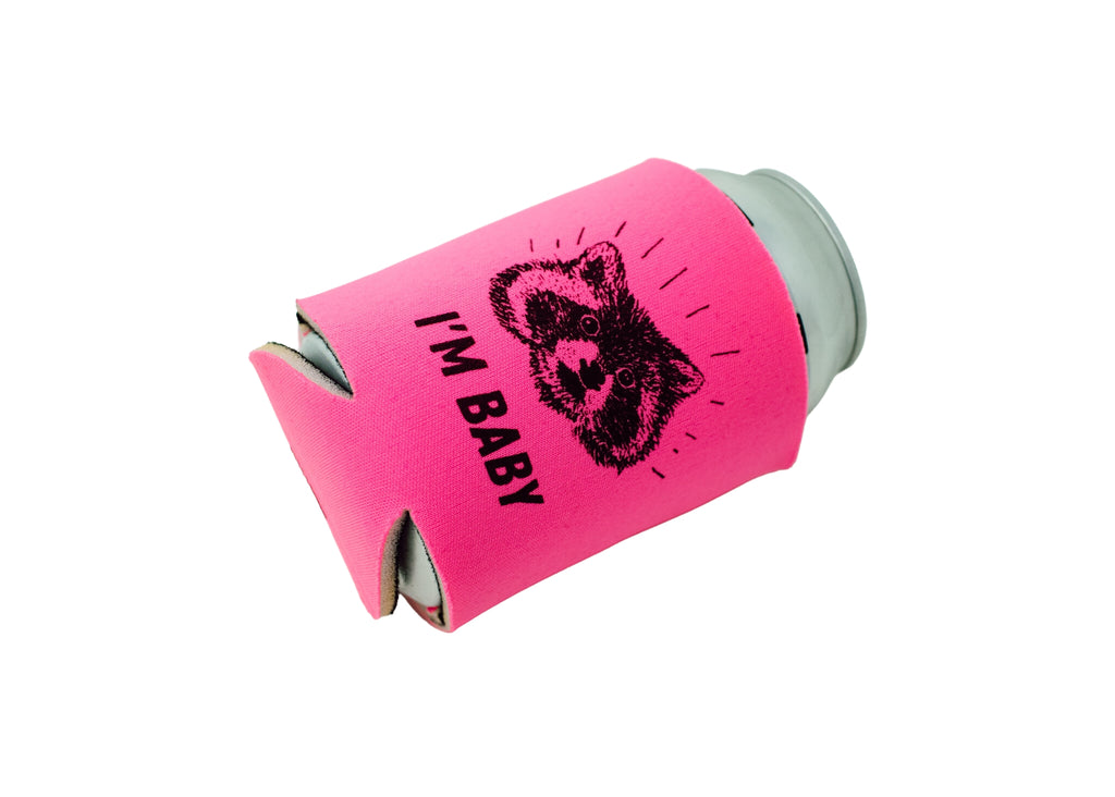 Pink Raccoon Can Holder