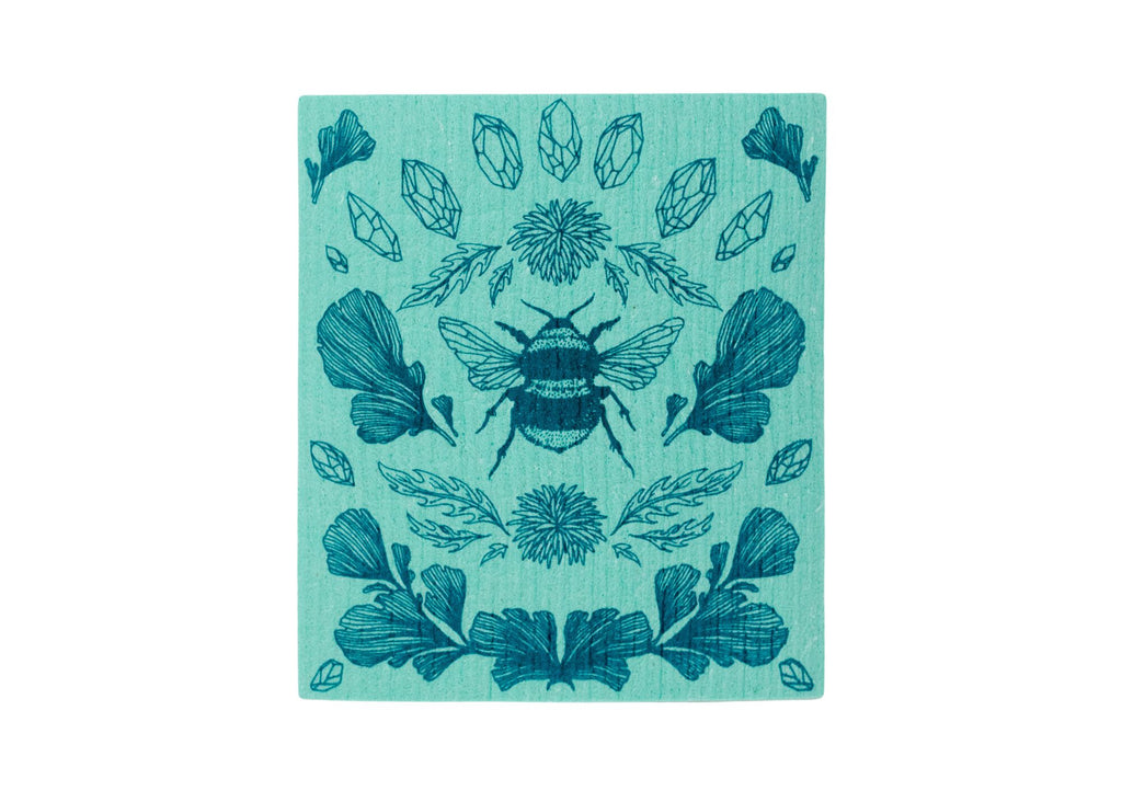 Mint Bee Shrine Swedish Dishcloth