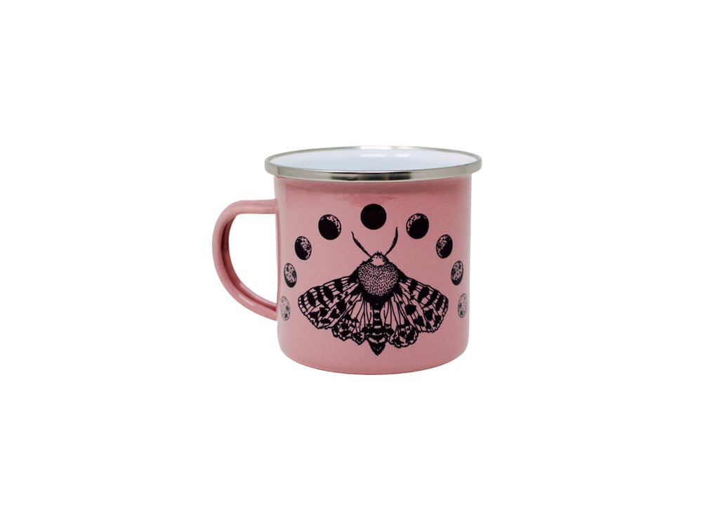 Pink Moth and Moons Camp Mug