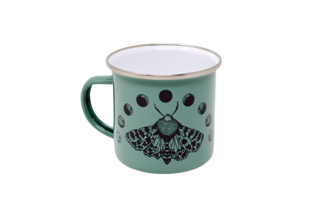 Green Moth and Moons Camp Mug