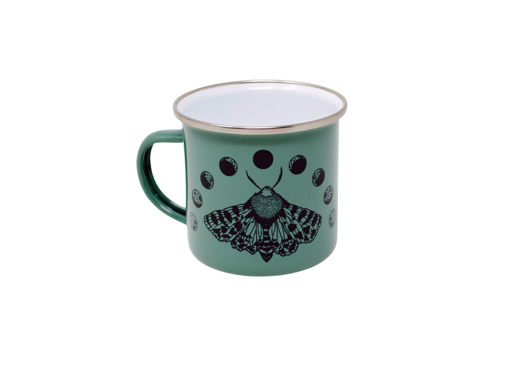 Green Moth and Moons Camp Mug