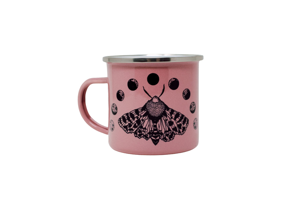 Pink Moth and Moons Camp Mug