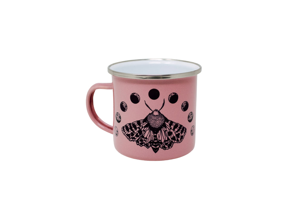 Pink Moth and Moons Camp Mug