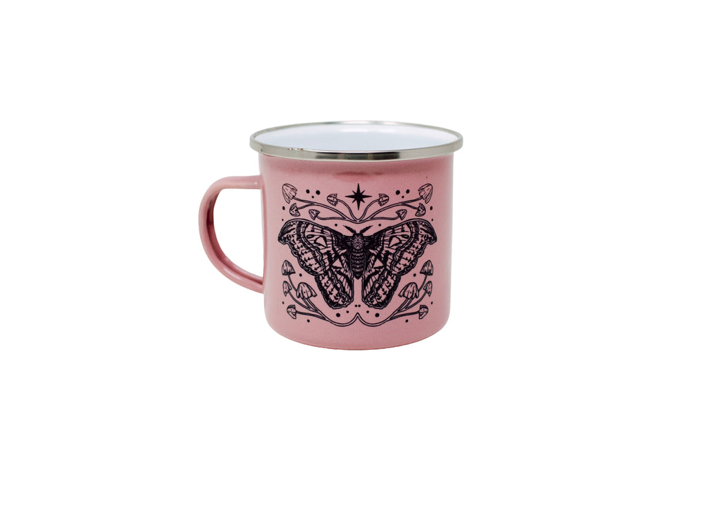 Pink Moth and Mushroom Camp Mug