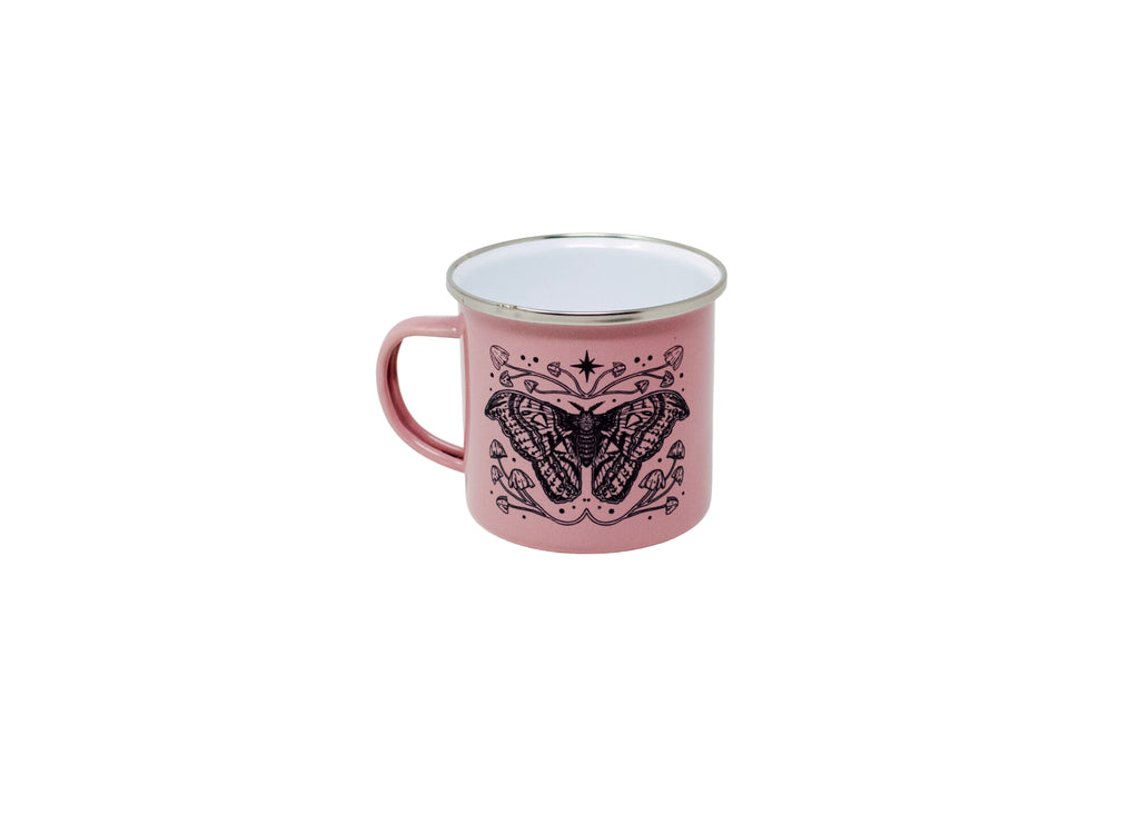 Pink Moth and Mushroom Camp Mug