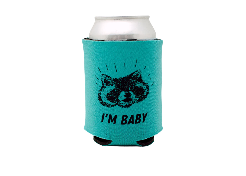 Teal Raccoon Can Holder