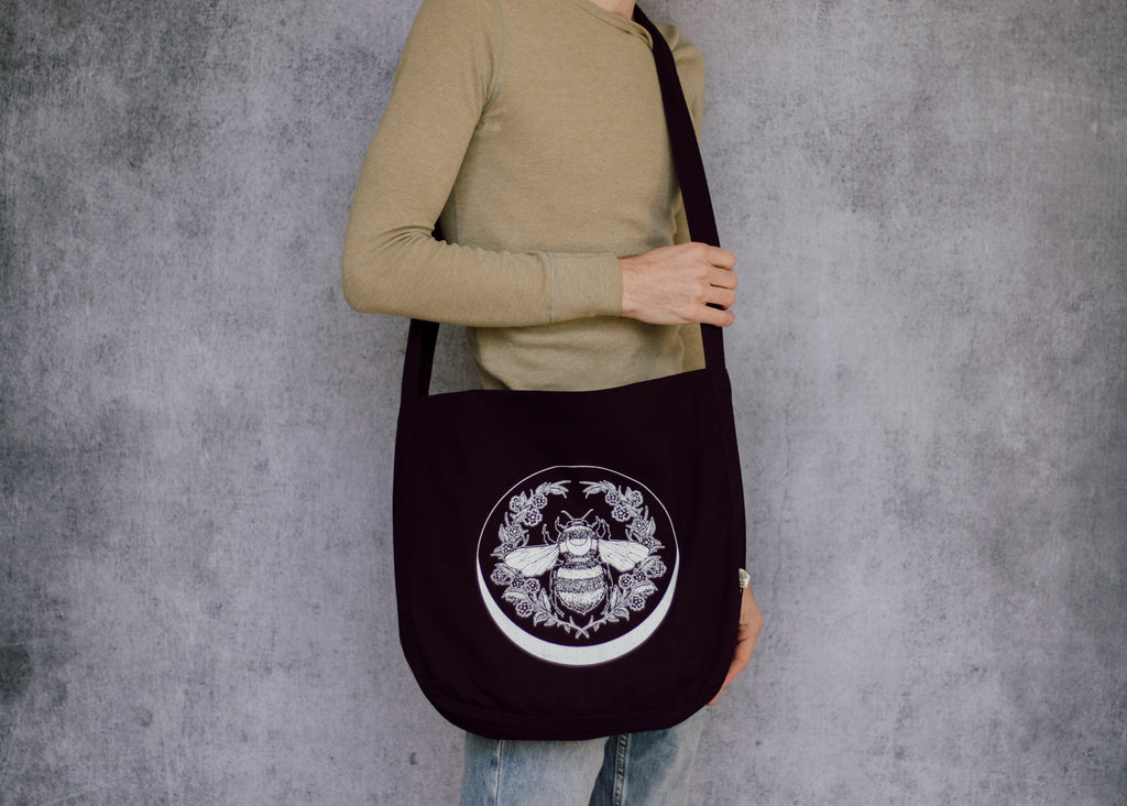 Bee Crescent Slouch Bag