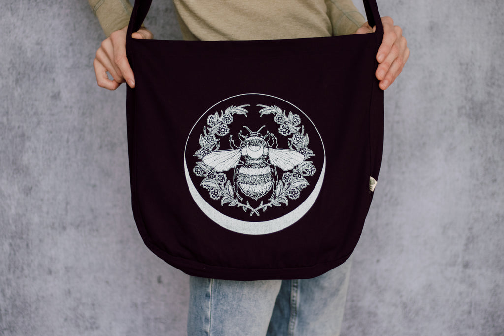 Bee Crescent Slouch Bag