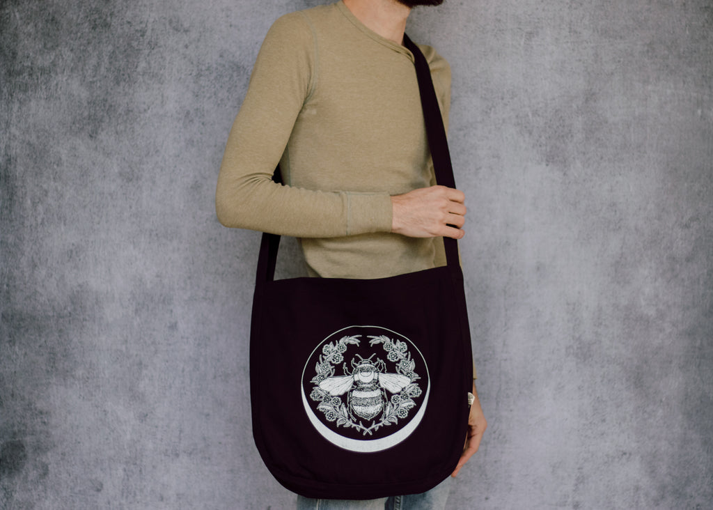Bee Crescent Slouch Bag