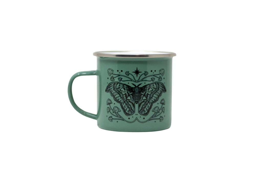 Green Moth and Mushroom Camp Mug