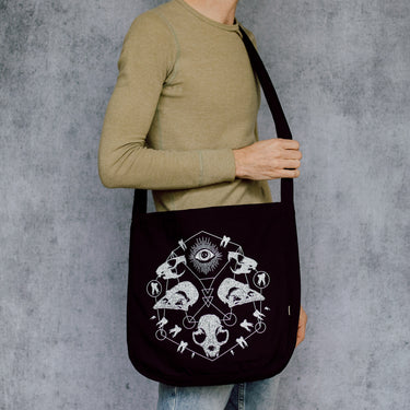 Skull Grid Slouch Bag