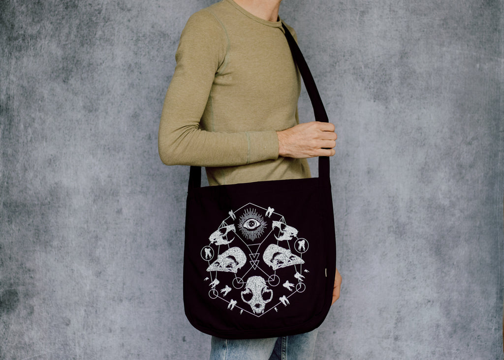 Skull Grid Slouch Bag