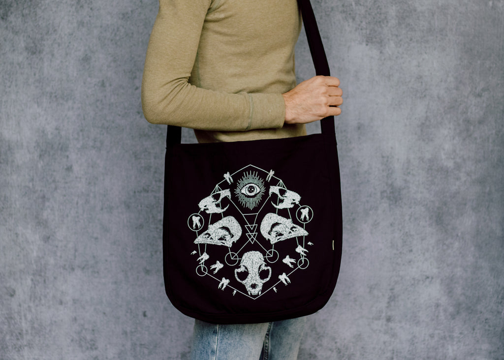 Skull Grid Slouch Bag
