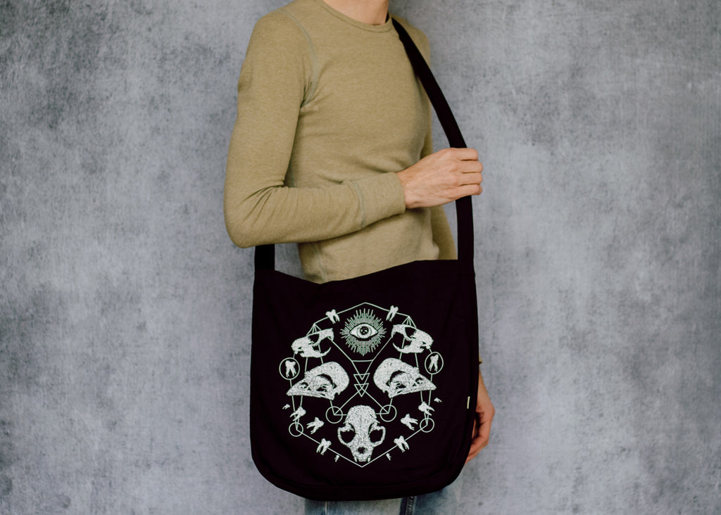 Skull Grid Slouch Bag