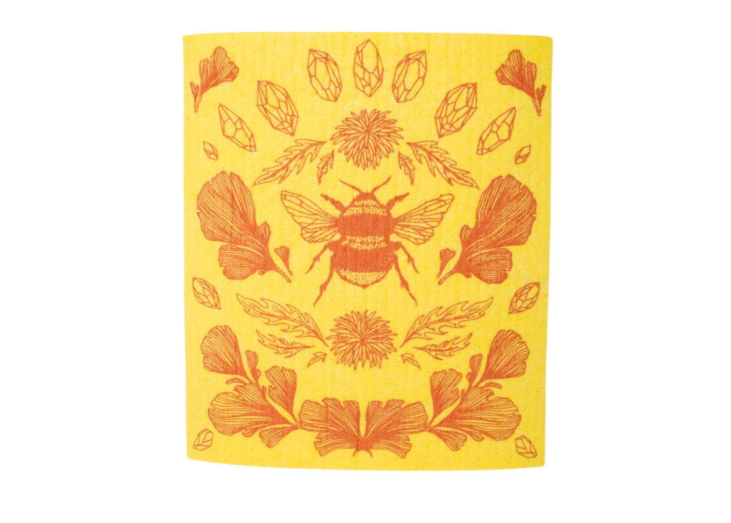 Yellow Bee Shrine Swedish Dishcloth