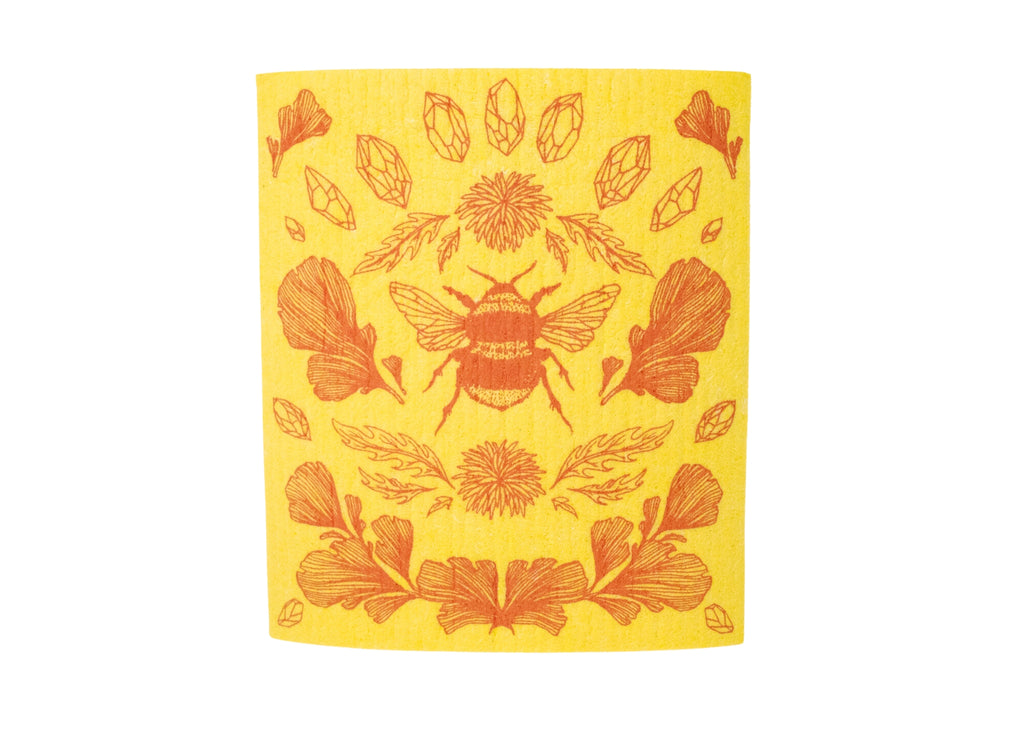 Yellow Bee Shrine Swedish Dishcloth