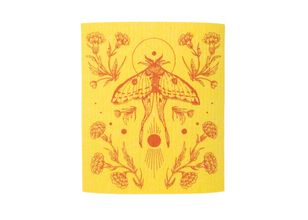 Yellow Moth Shrine Swedish Dishcloth