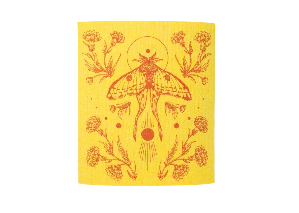 Yellow Moth Shrine Swedish Dishcloth